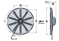 AX12B004-B280 le系列;10.5安培(A)电流和765立方英尺每分钟(ft³/min)气流(Q)直叶片设计拉丝直流电(DC)轴向风机-吹风气流方向