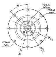 输出框架尺寸of Model SD, SDL, and SDD 47 Planetary Reducer Gearbox