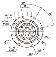 Output Frame Dimensions of Model SDH 110 Planetary Reducer Gearbox