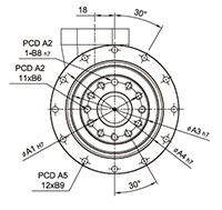 Output Frame Dimensions of Model SDH 140 Planetary Reducer Gearbox