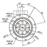 Output Frame Dimensions of Model SDH 90 Planetary Reducer Gearbox