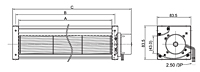EC交叉流动风扇JHT-060A系列 - 尺寸