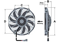 AX12B004-B255系列弯叶片设计刷直流电(DC)轴流式风扇,吹气流方向