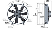 一个X12BL009C-B305 Series Curved Blade Design Brushless Direct Current (DC) Axial Fan - Suction Airflow Direction