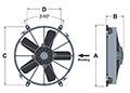 AX12B004-B280 le系列;14安培(A)电流和1295立方英尺每分钟(ft³/min)气流(Q)直叶片设计拉丝直流(DC)轴向风机-吹风气流方向